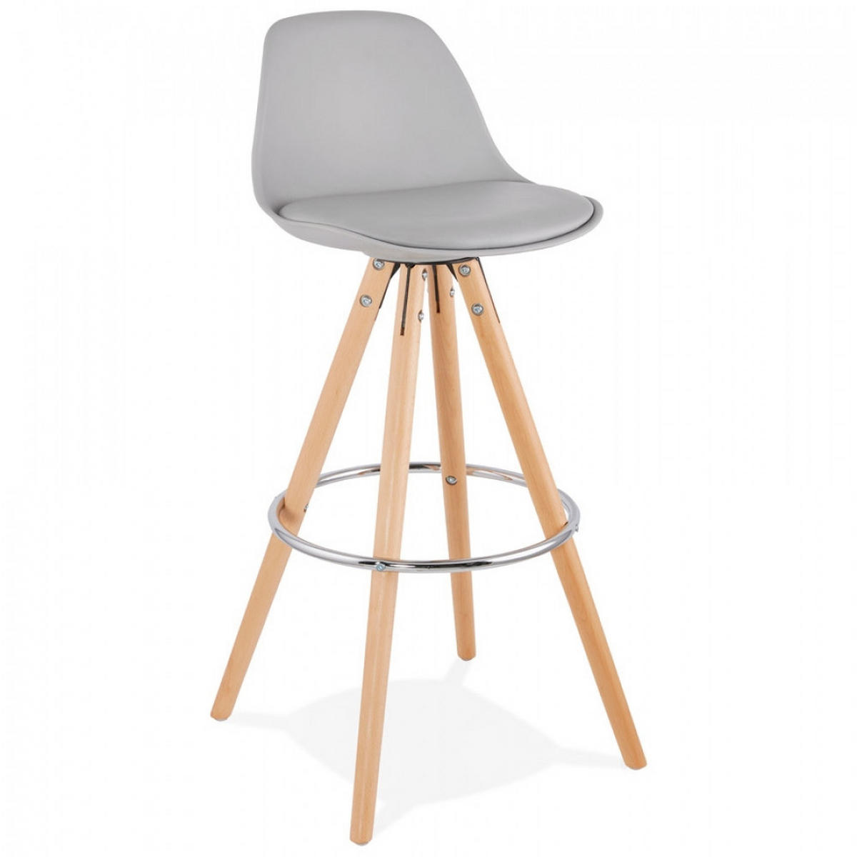 BARHOCKER grau 42x95x43cm - Buchefarben/Grau, Holz/Kunststoff (42/95/43cm) - AlterEgo
