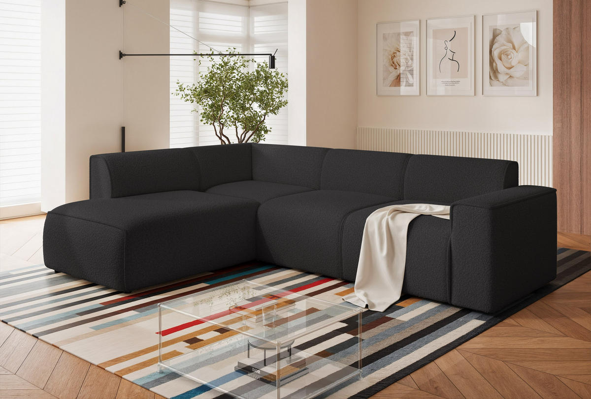 ECKSOFA ZAVO Feiner Mischstoff in Anthrazit - Anthrazit, Holzwerkstoff/Kunststoff (310/218cm) - Idohome