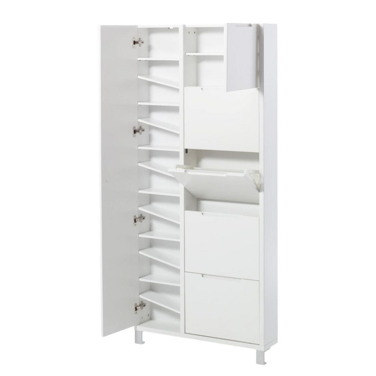 SCHUHSCHRANK mit Spiegeltür - Weiß - Weiß, Holzwerkstoff (85/185/17cm) - home24