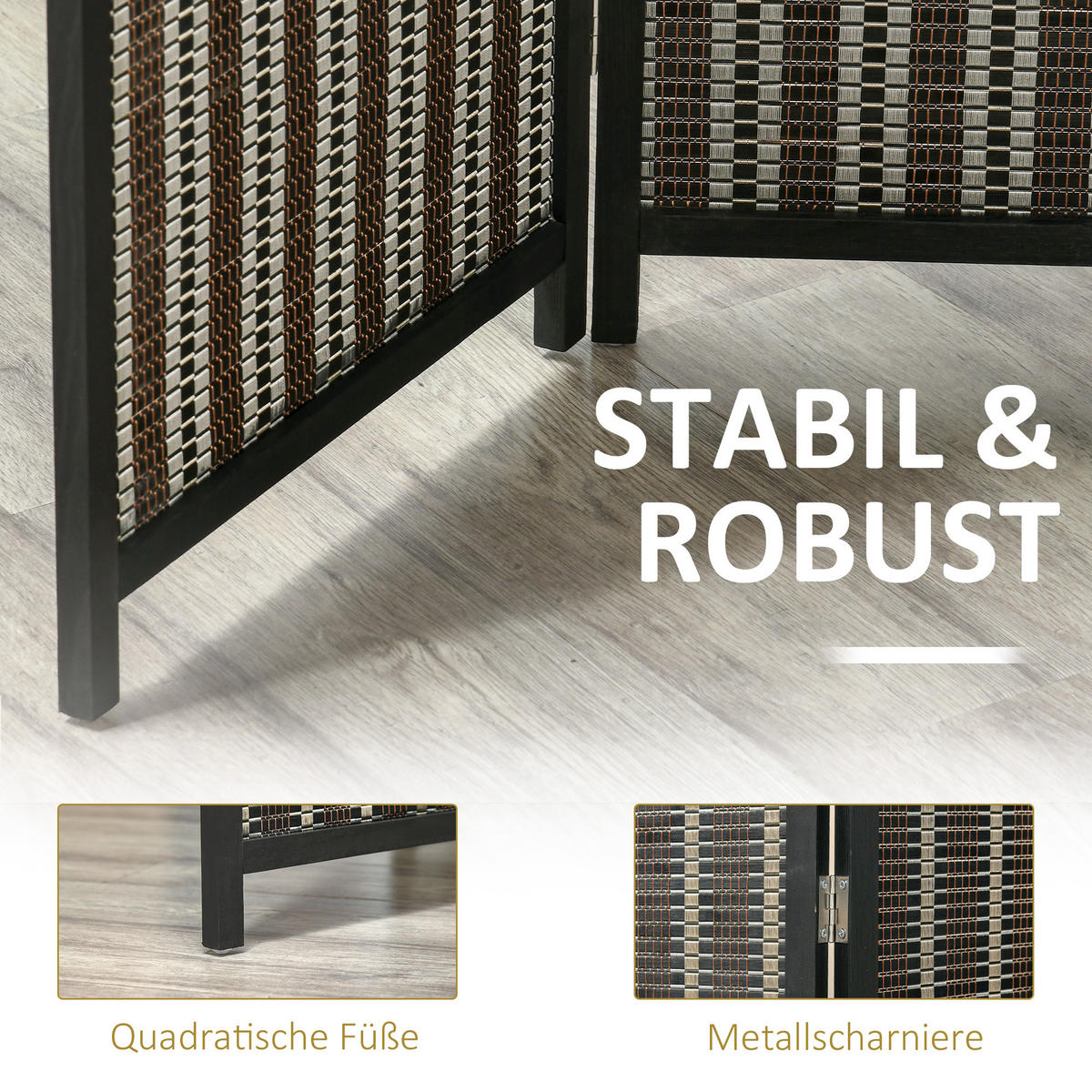 PARAVENT 4-teilig 180 x 180 cm, Braun - Braun, Holzwerkstoff (180/180/1.9cm) - HOMCOM