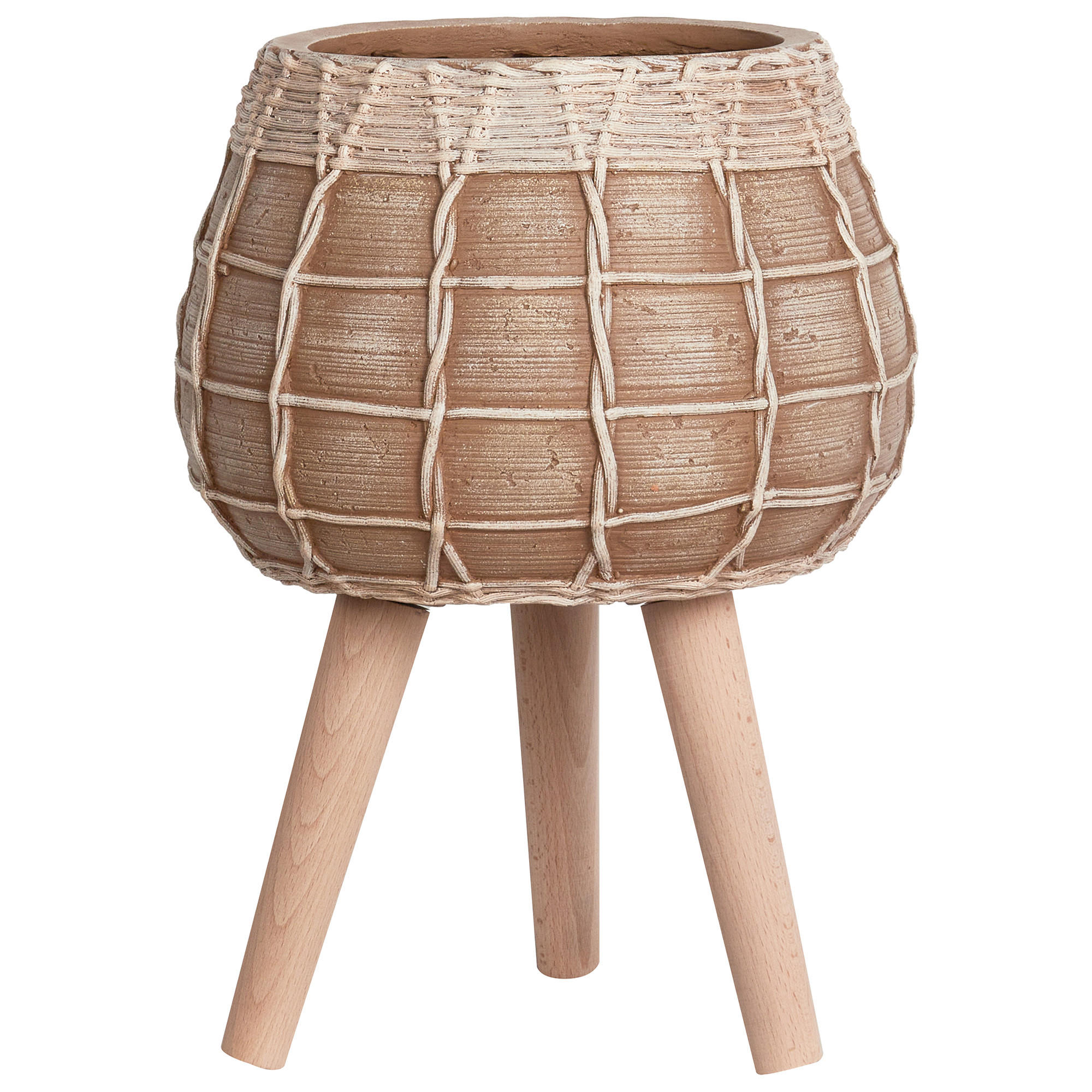 PFLANZENSTÄNDER Braun Darmera - Hellbraun/Beige, Stein (23cm) - Beliani