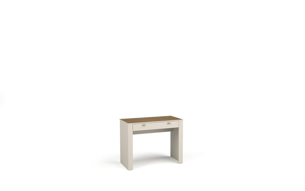 JUGENDZIMMER Mossa in Kashmir & Eiche Whisky 4 teilig mit Polsterbett 120er Breite, Kleiderschrank Schreibtisch und Nachttisch - Beige, Holzwerkstoff (80/200/120cm)