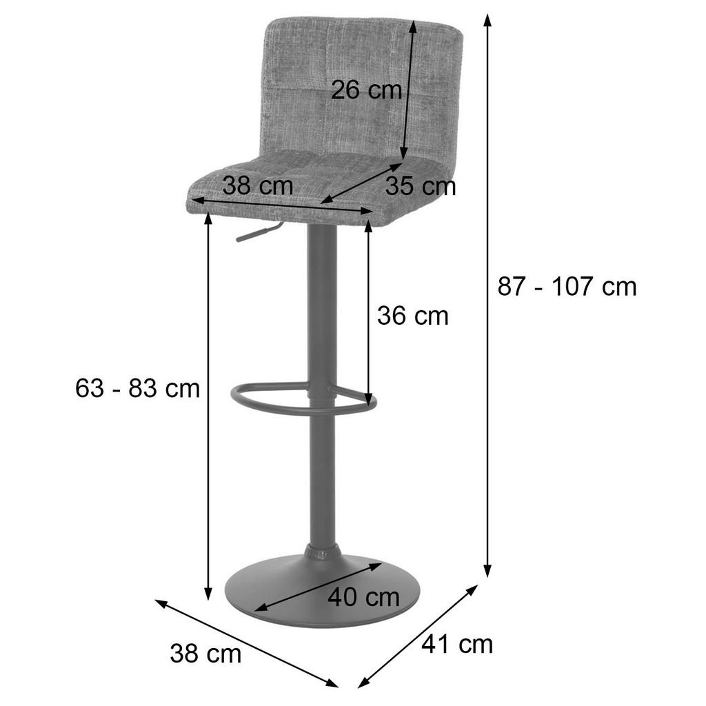 Thumbnail - MCW Barhocker, Hellgrau, Textil, 38x107x41 cm, Esszimmer, Barmöbel, Barhocker
