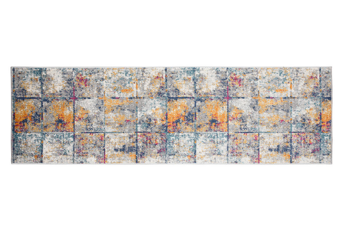 TEPPICHLÄUFER LAZUR Weiß Dunkelblau 70/1200 cm - Multicolor, Textil (70/1200cm) - Tapiso