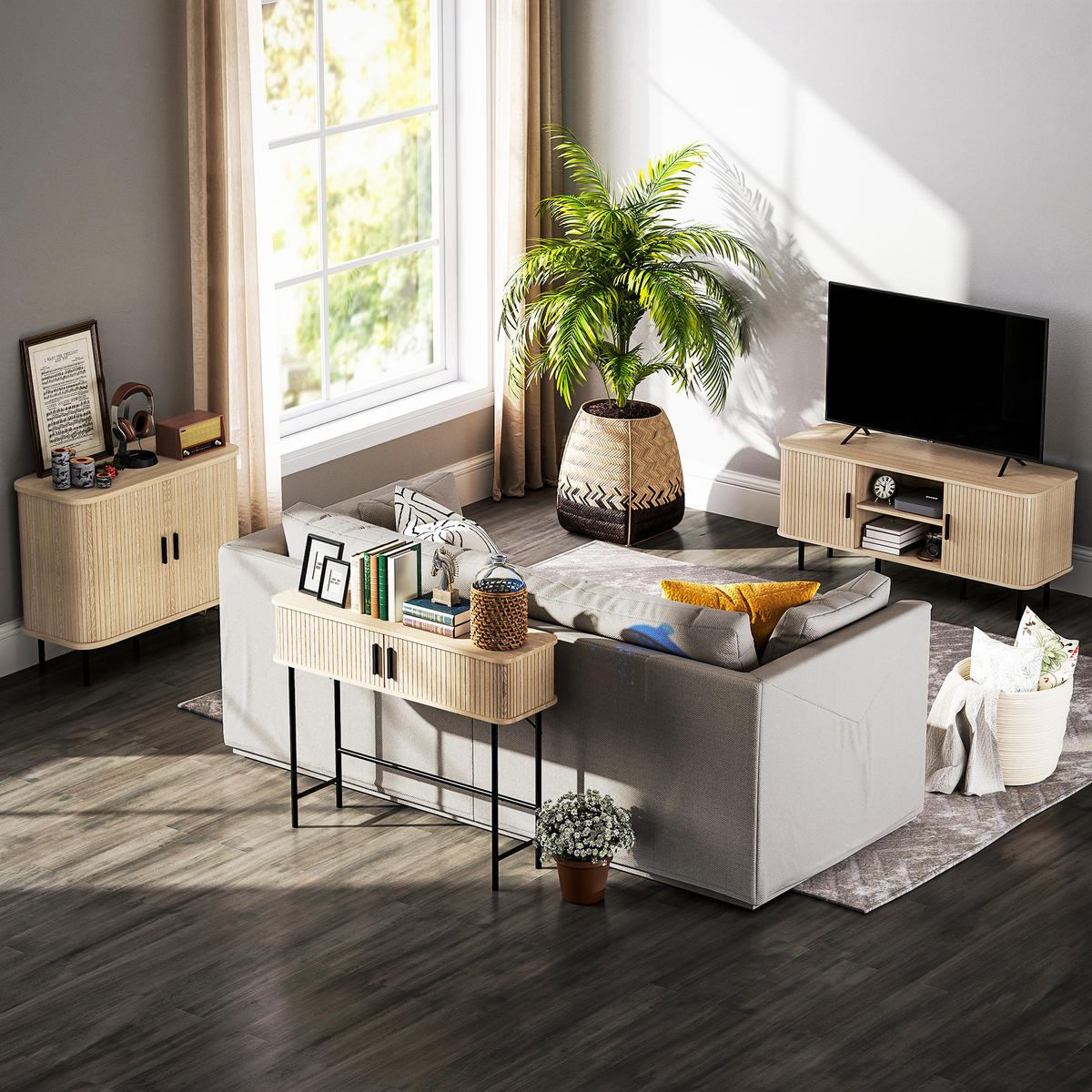KONSOLENTISCH DE-16787 Eiche & Schwarz - Eichefarben, Holzwerkstoff (100/30/80cm) - ComfortXL