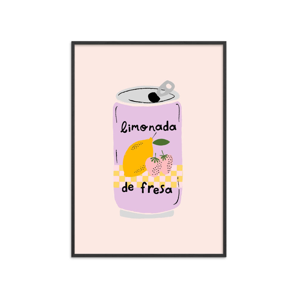 POSTER mit Rahmen Aislinn Simmonds - Strawberry Lemonade - Pink/Schwarz, Holz/Papier (50/70cm) - Poster&Frame