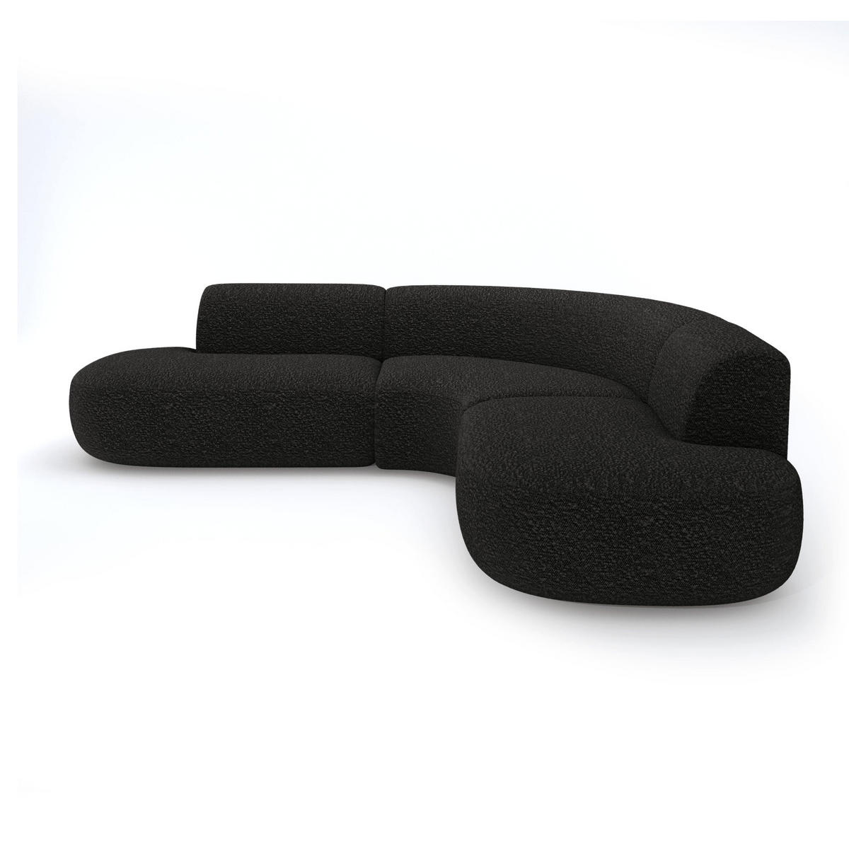 ECKSOFA WONDER Frottee Schwarz 90cm - Schwarz, Textil (90/250cm) - Premium Interiors