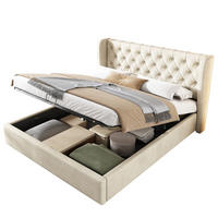 POLSTERBETT 140/200 cm grau aus Samt mit Bettkasten - Beige, Textil (140/200cm) - OKMYHOME
