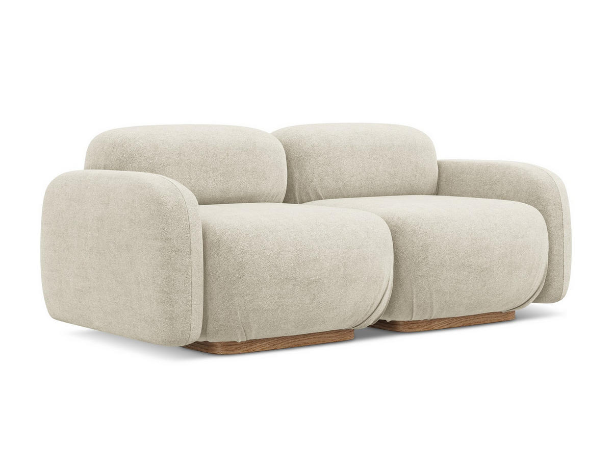 3-SITZER SOFA Bouclé Stoff Beige - Beige/Creme, Holz/Textil (190/73/95cm) - Makamii