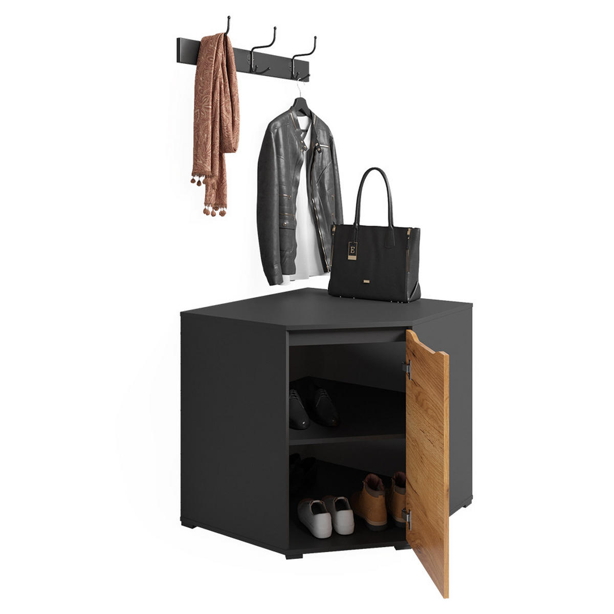 PŘÍBORNÍK Ruben Zlatý mocný dub - medově dubová/antracitová, kompozitní dřevo (78/76.6/78cm) - Vicco