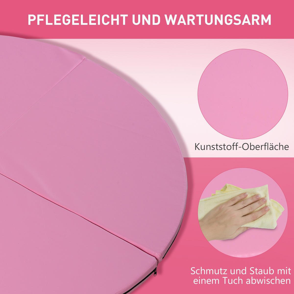 TANZSTANGENMATTE, Ø 150cm Stangentanz Schutzmatte, 5 cm dick Pole Dance Matte - Rosa, Kunststoff (150/150cm) - HOMCOM