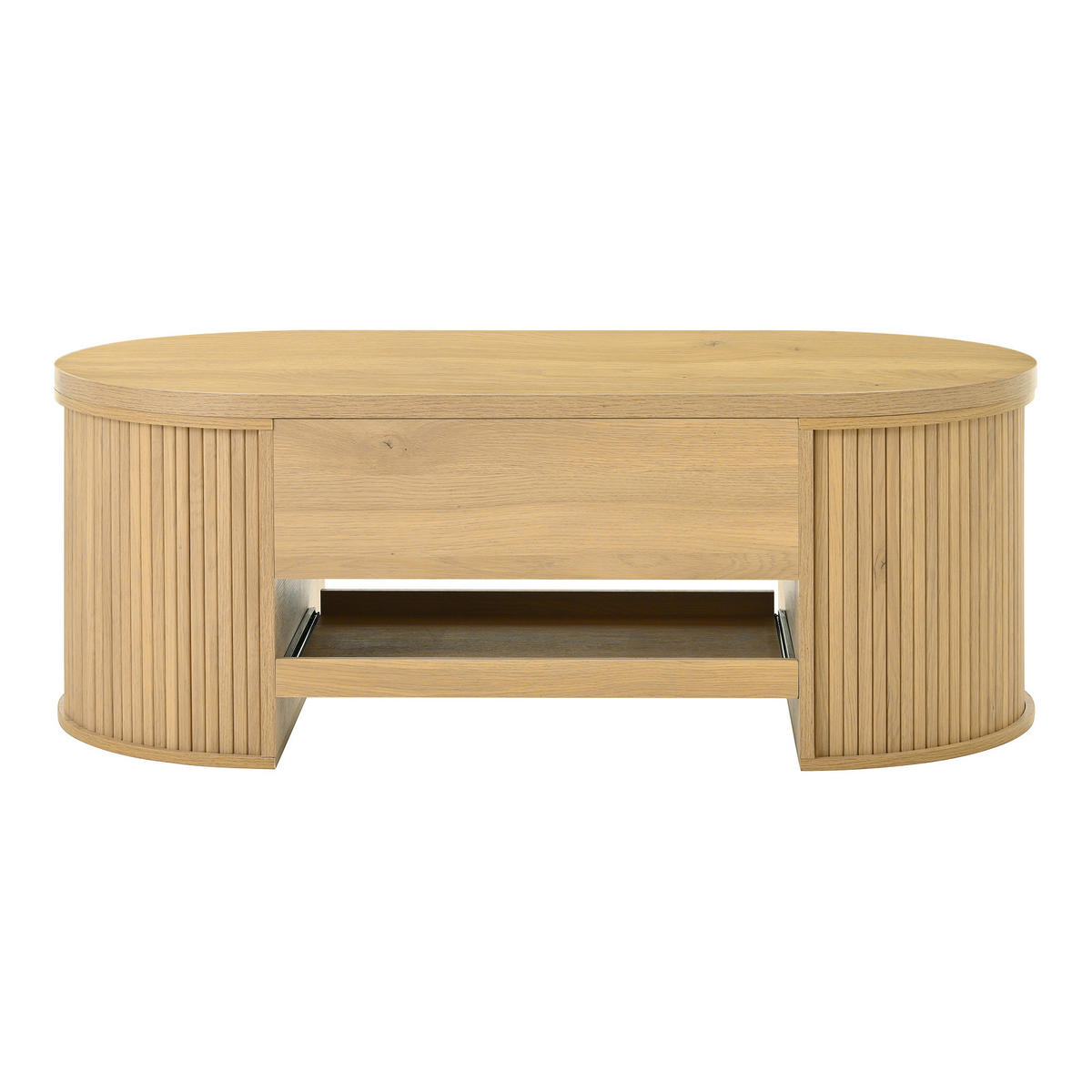 COUCHTISCH in Natur 110/55,5/40 cm aus MDF mit Hubplatte, verstecktem Stauraum und ausziehbarer Ablage - Naturfarben, Holzwerkstoff/Metall (55.5/110/55cm) - CHICFURN