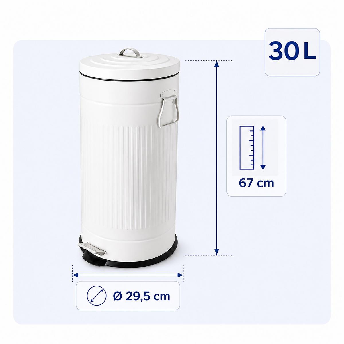 COȘGUNOI Albă 30 l Soft-Close - alb, material plastic/metal (29.5/67/29.5cm) - Relaxdays