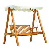 HOLLYWOODSCHAUKEL 162/130/185 cm mit Sonnendach und Lärchenholzgestell, Natur - Beige, Holz (130/185/162cm) - Redom