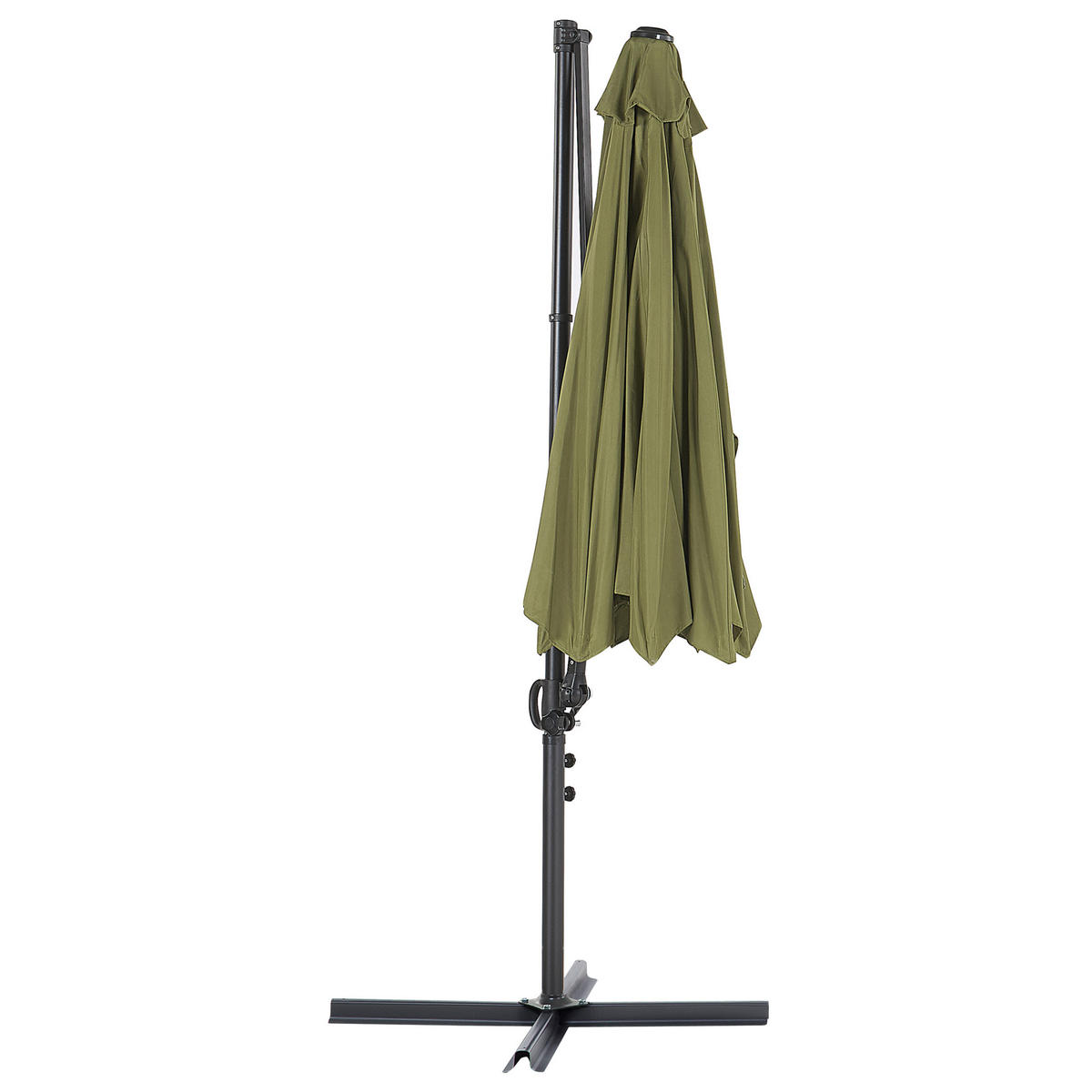 AMPELSCHIRM olivgrün/schwarz 295 cm Savona II - Schwarz/Grün, Textil (295/295cm) - Beliani