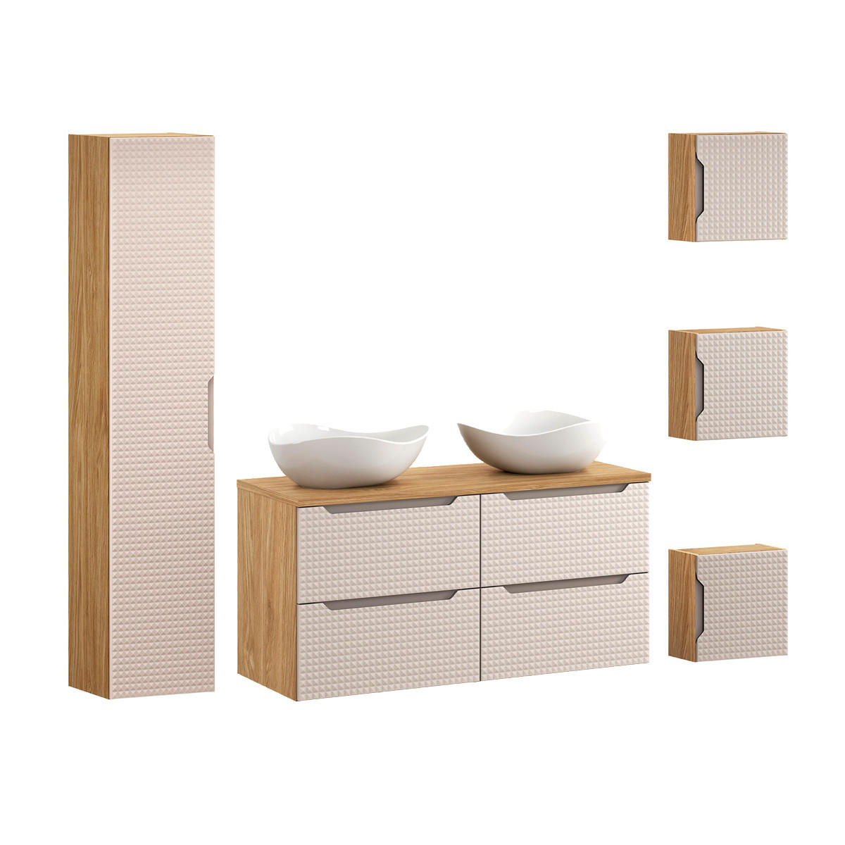Petits-meubles KOUPELNOVÝ NÁBYTEK 120cm Mallory 2er-Set Béžová a dřevo
