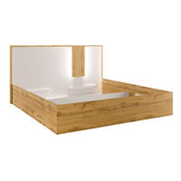 DOPPELBETT Wood Eiche Wotan / weiß Hochglanz 190 / 206 / 102cm - Weiß Hochglanz/Eichefarben, Holz/Holzwerkstoff (180/200cm) - Feldmann-Wohnen