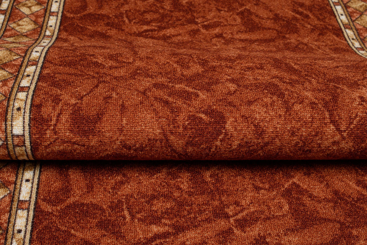 TEPPICHLÄUFER Anti-Rutsch Dunkelorange Braun rutschfest Gummiunterlage 80/1400 cm - Braun/Orange, Textil (80/1400cm) - Tapiso