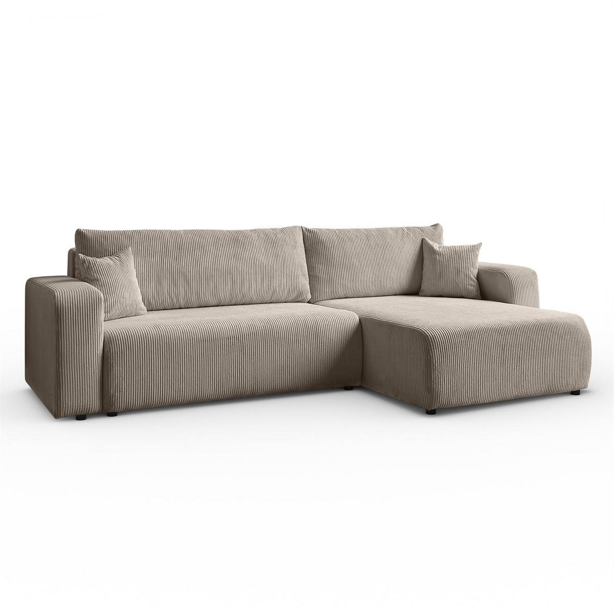 ECKSOFA Gepolstertes PRESTIGE XL mit Schlaffunktion und Bettkasten, Poso 02 - Beige, Textil (277/143cm) - Lookway