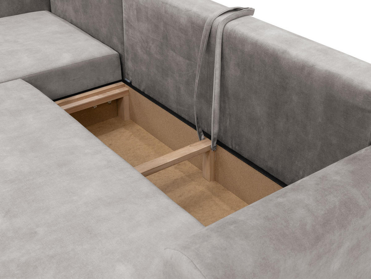 ECKSOFA Eliwo - Creme/Schwarz, Holz/Textil (252/158cm) - MIRJAN24