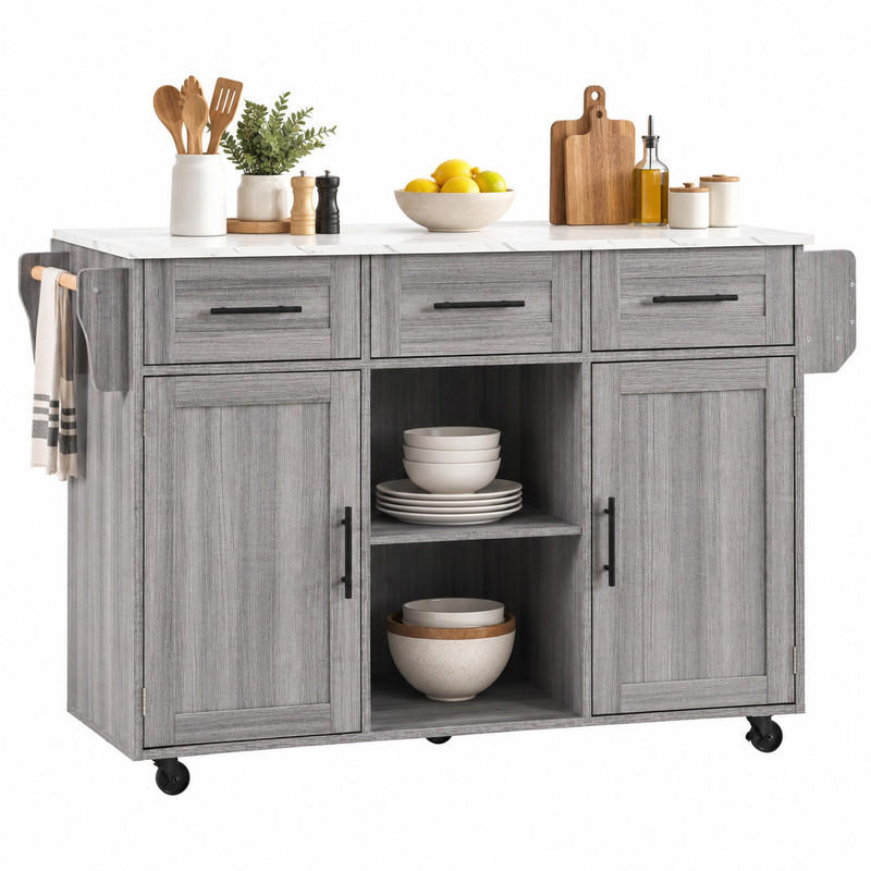 Beauniv Servierwagen Grau 46x91.5x139 cm