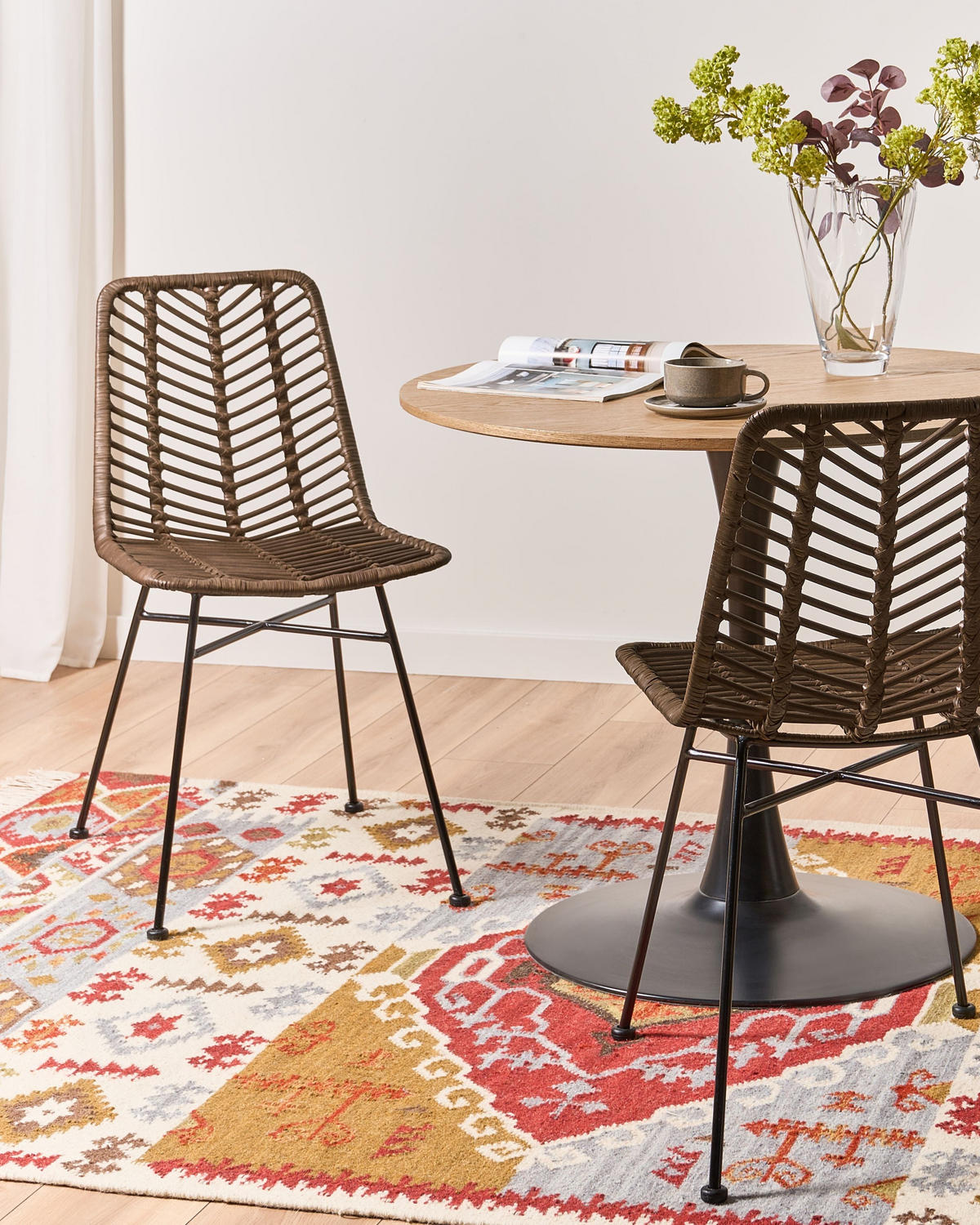 ESSZIMMERSTUHL 2er-Set Rattan Braun Dilley - Braun, Naturmaterialien (45/83/60cm) - Beliani