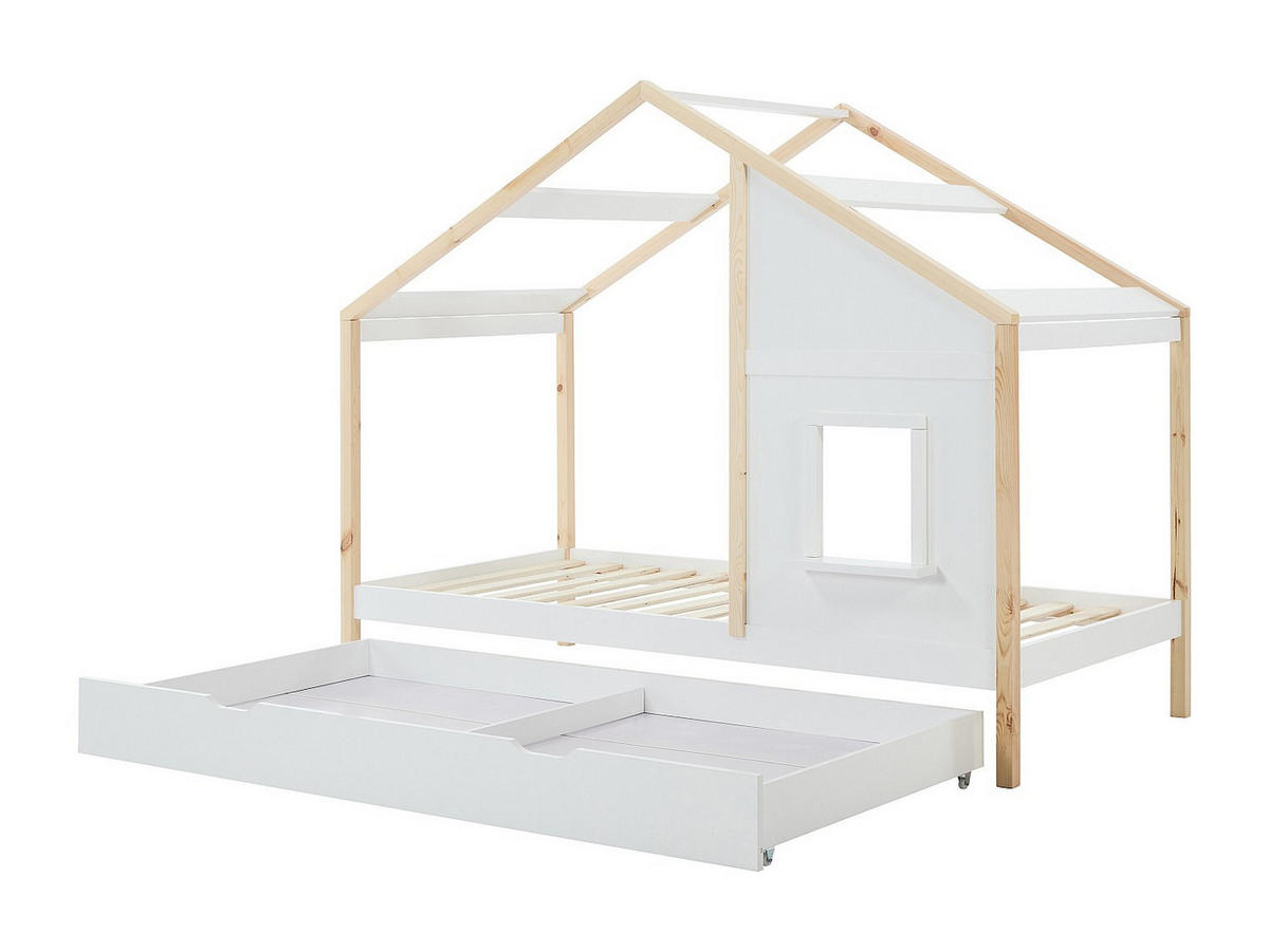 HAUSBETT - 1 Person - holz - weiß Rinelya - Weiß, Holz (90/190cm) - Vente-Unique