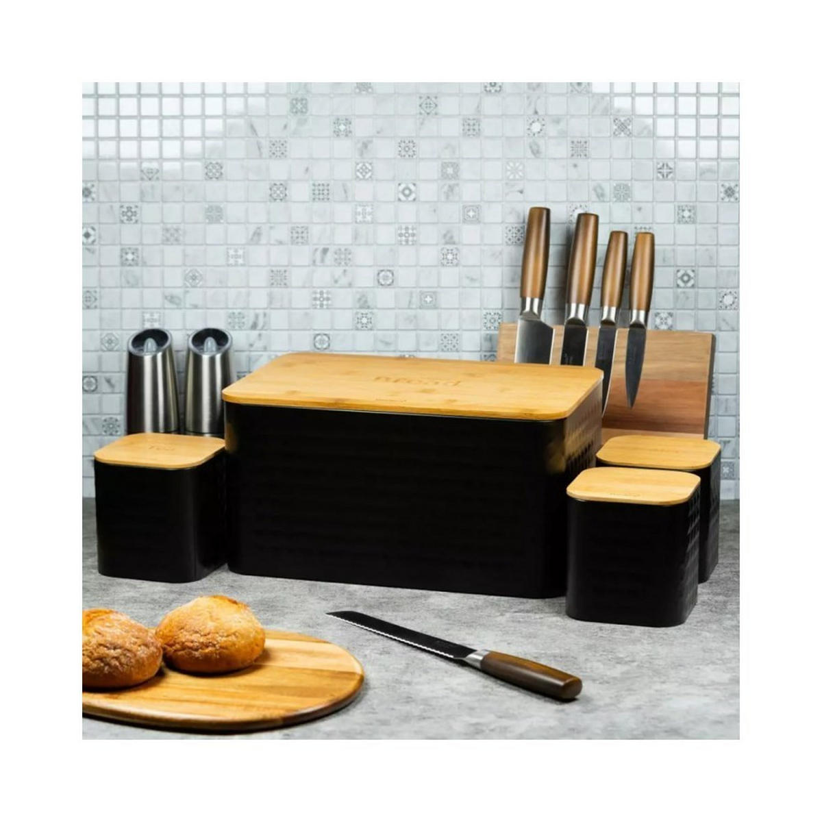 BROTKASTEN Schwarz 23/35/18.5 cm KB7482 - Schwarz, Metall (35/18.5/23cm) - Klausberg 