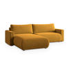 ECKSOFA TURIN M Gelb Velours-Stoff mit Schlaffunktion - Gelb, Holz (265/183cm) - MASSENO