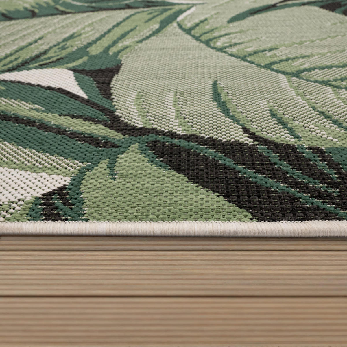 OUTDOOR Teppich Palmen Balkon, Terrasse schmutzabweisend Grün Rechteckig 160x230 - Grün, Textil (160/230cm) - KADIMA DESIGN