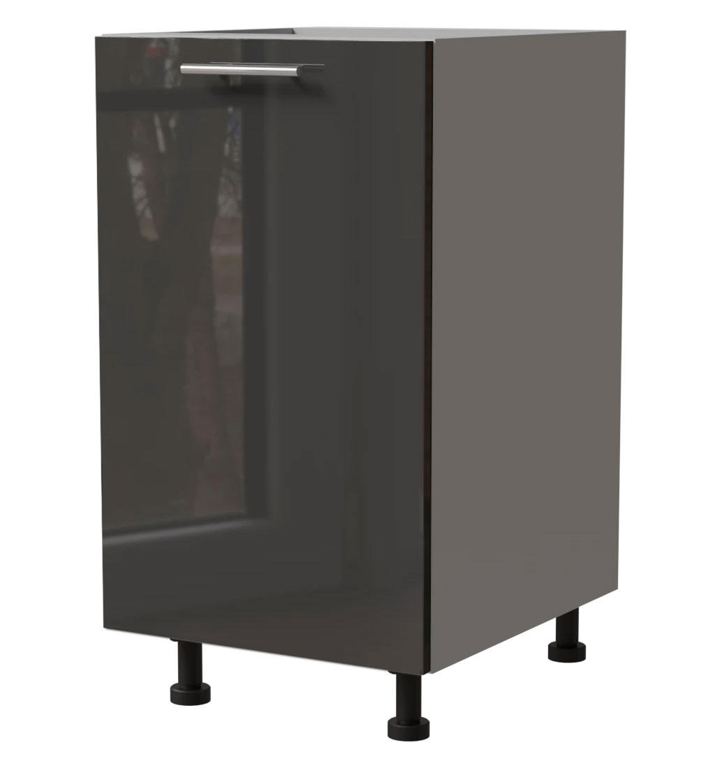 KÜCHENUNTERSCHRANK Essen D1D/45 Graphit Hochglanz / Grau Matt 45 / 50 / 82cm - Graphitfarben/Grau, Holz/Holzwerkstoff (45/82/50cm) - Feldmann-Wohnen