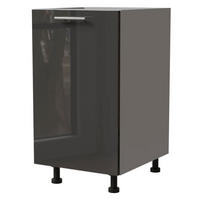 KÜCHENUNTERSCHRANK Essen D1D/45 Graphit Hochglanz / Grau Matt 45 / 50 / 82cm - Graphitfarben/Grau, Holz/Holzwerkstoff (45/82/50cm) - Feldmann-Wohnen