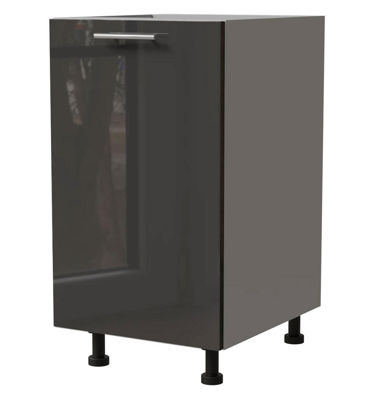 KÜCHENUNTERSCHRANK Essen D1D/45 Graphit Hochglanz / Grau Matt 45 / 50 / 82cm - Graphitfarben/Grau, Holz/Holzwerkstoff (45/82/50cm) - Feldmann-Wohnen