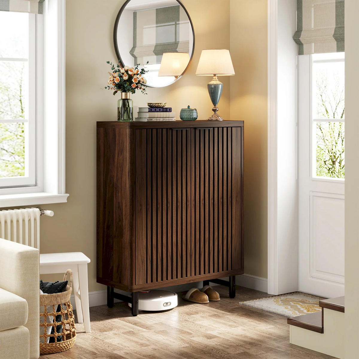 SCHUHSCHRANK 6-stufig Naturholz - Dunkelbraun, Holz (85/110/35cm) - Beaface