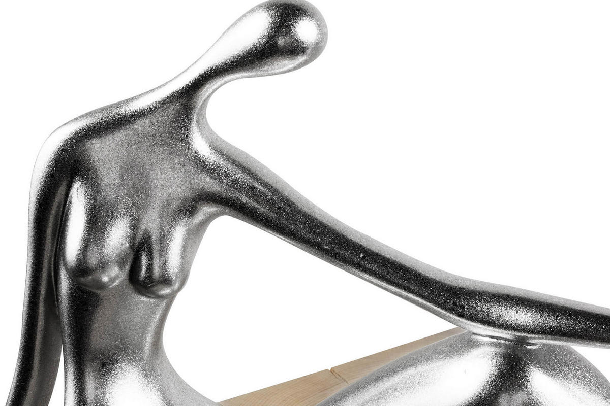 SKULPTUR Silber 36/22 cm - Silberfarben, Stein (0.92/22/10cm) - KUNSTLOFT