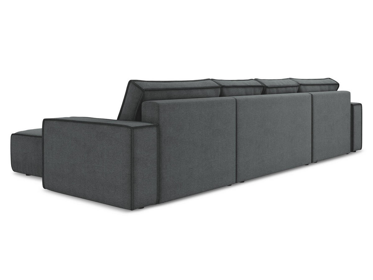 WOHNLANDSCHAFT Strukturstoff Stoff Grau - Schwarz/Grau, Kunststoff/Textil (398/82/185cm) - Makamii