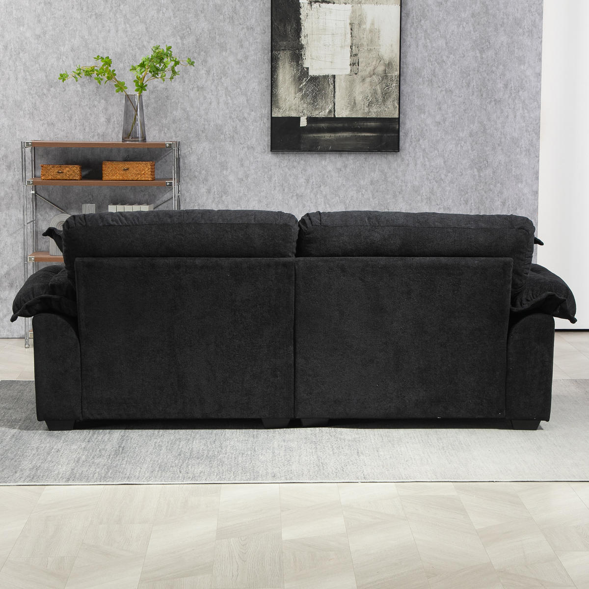 2-SITZER Sofa Chenille mit tiefem Sitz, Memory-Schaum 213,4/90,1/87,6 cm Schwarz - Schwarz, Textil (90.1/87.6/213.4cm) - Redom