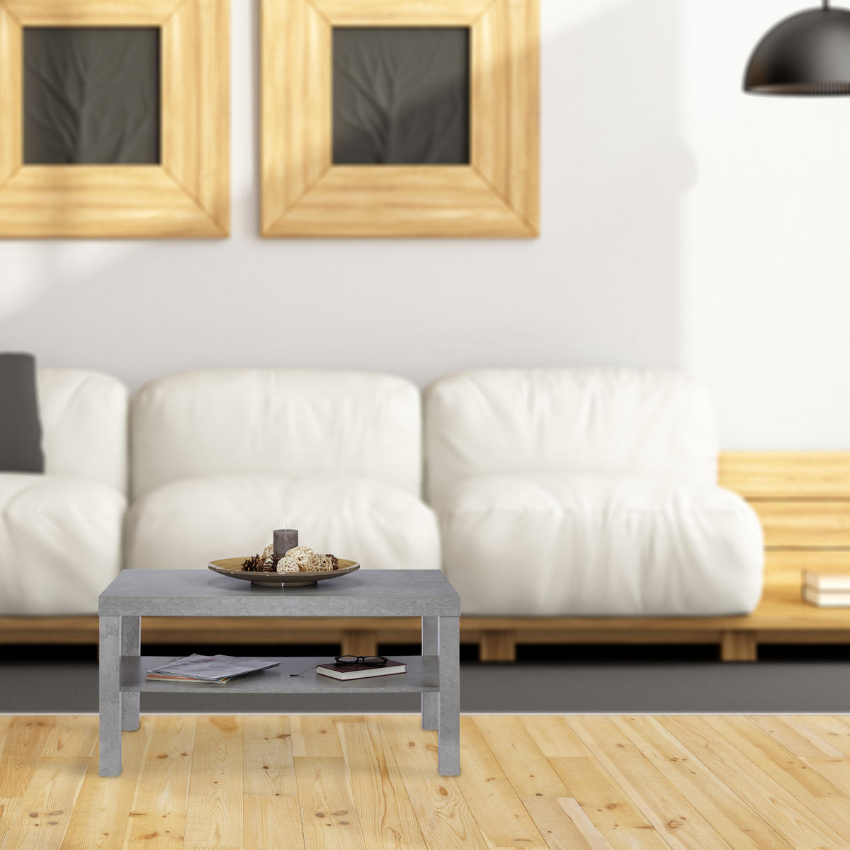 COUCHTISCH - Grau, Holzwerkstoff (55/90/45cm) - Relaxdays