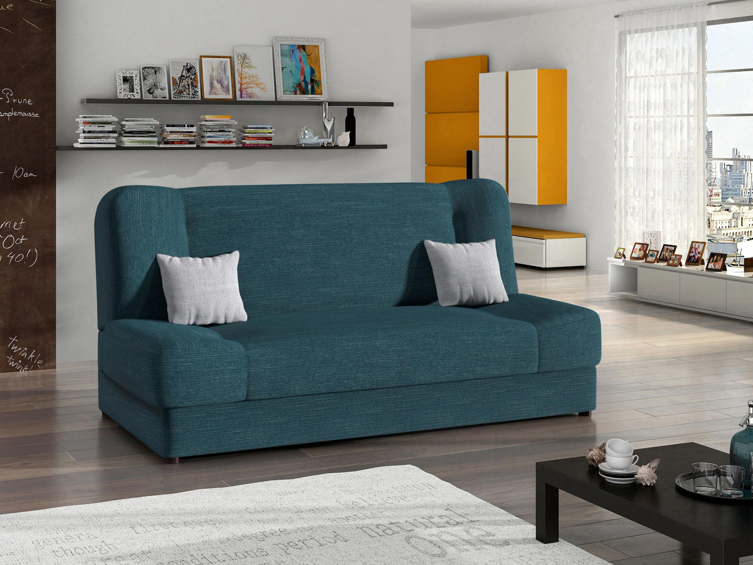 SCHLAFSOFA Jonas Premium - Türkis, Holz/Textil (195/86/87cm)