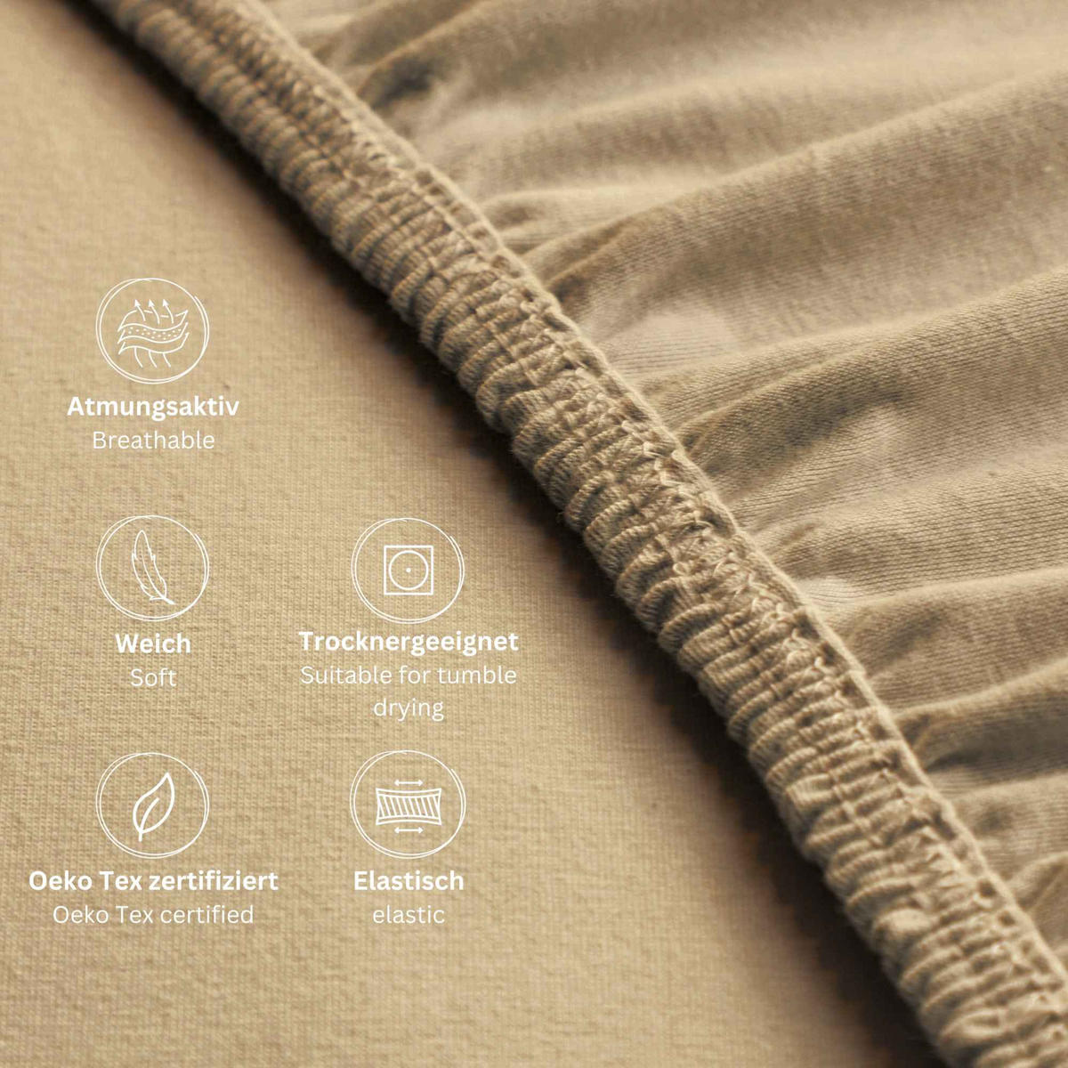 SPANNBETTLAKEN SPANNBETTTUCH PREMIUM 2er Set - Beige, Textil (200/200cm) - Esprit