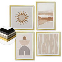 WANDBILDER 4er Set - 50x50 cm & 40x60 cm Goldrahmen - Abstrakte Landschafts- und Naturgeometrie - Goldfarben, Kunststoff (50/50cm) - ArtPrintCave