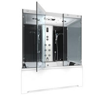 BADEWANNE Dusche K80-SW-EH-A-SC-EA Duschtempel - Schwarz, Glas/Kunststoff (100/180/228cm) - AcquaVapore by Sandra Jentho