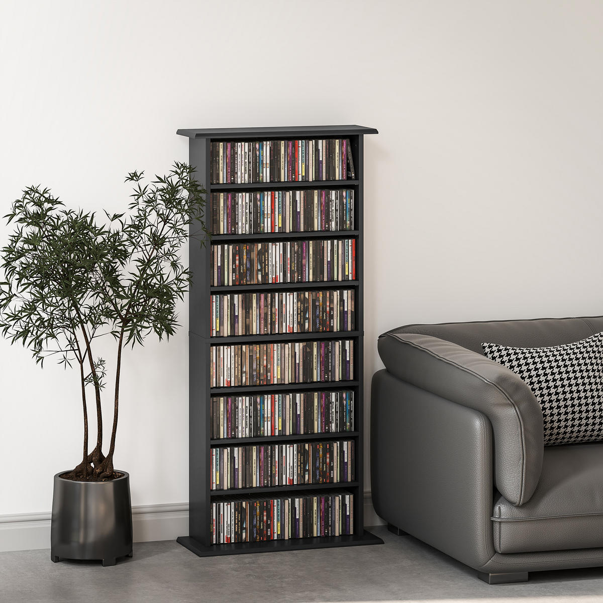 CD-REGAL DE-14457 8 Fächer, verstellbare Böden Schwarz - Schwarz, Holzwerkstoff (24/126.3/58cm) - ComfortXL