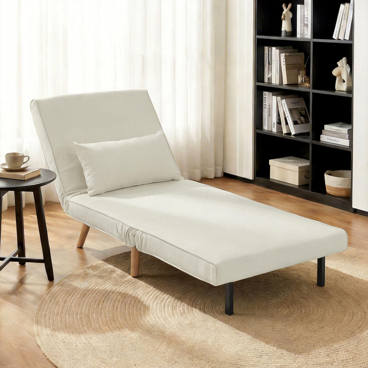 SCHLAFSESSEL 3-in-1 DE-14675 5-stufig verstellbar mit Kissen Creme - Creme, Textil (72/85/75cm) - ComfortXL