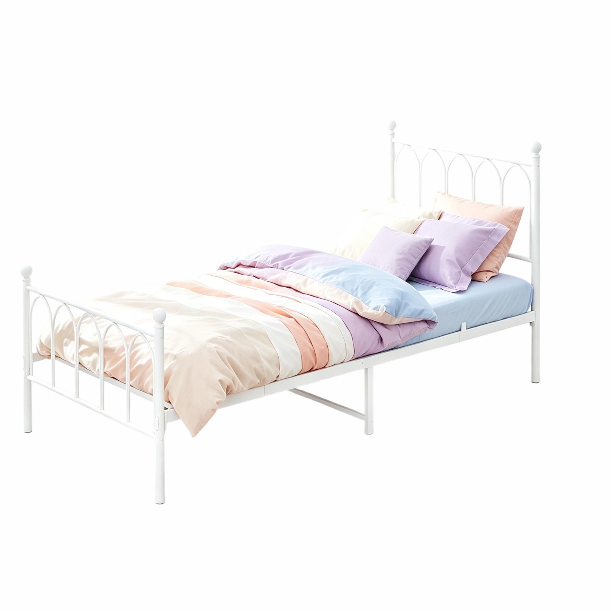 METALLBETT 90/200 cm in Weiß aus Metall mit Lattenrost und Stauraum - Weiß, Metall (90/200cm) - Flora Grace