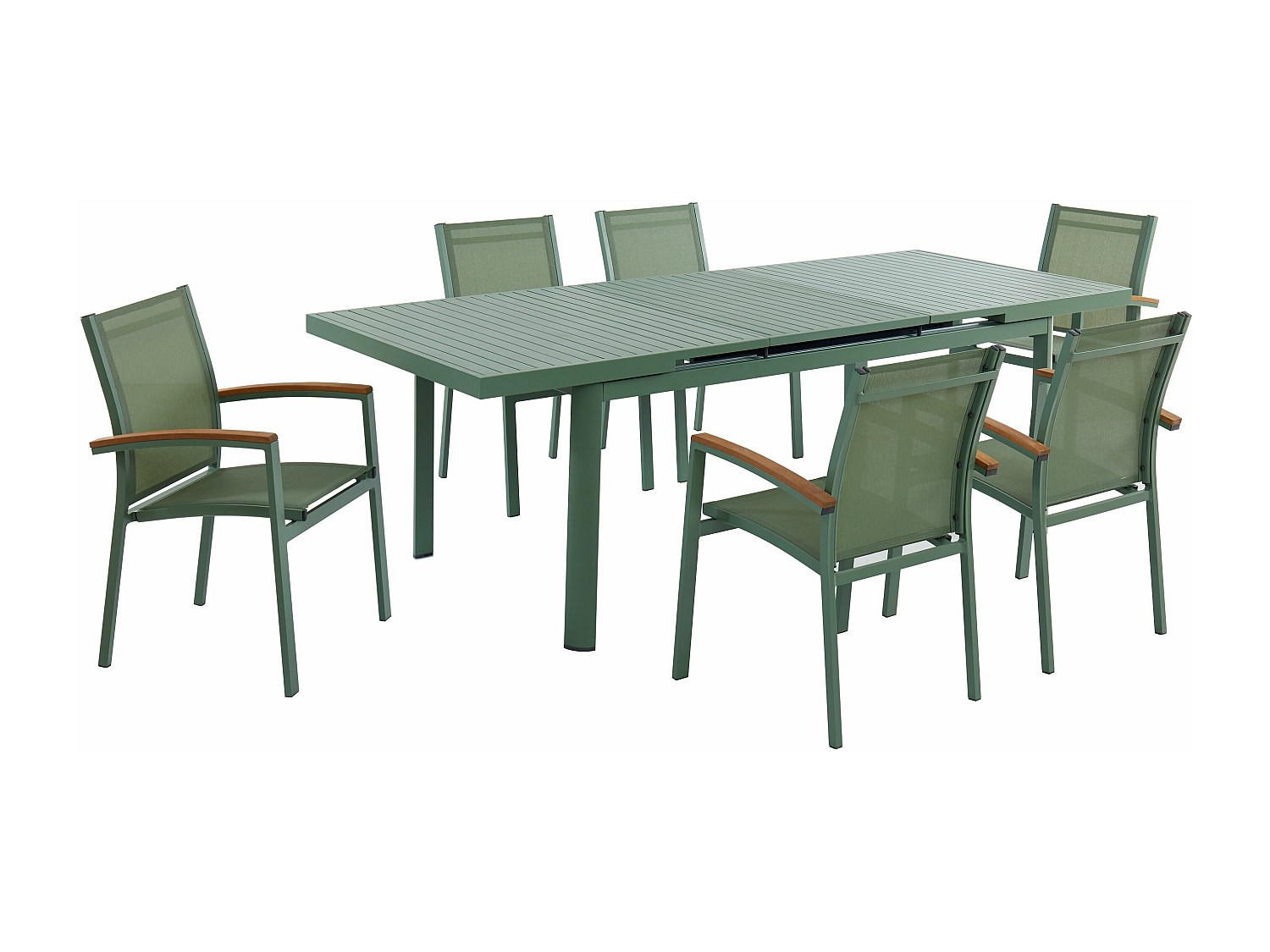 GARTENESSGRUPPE im Set - 6 -Sitzer - Aluminium - mandelgrün - NAURU - Grün, Metall - Vente-Unique