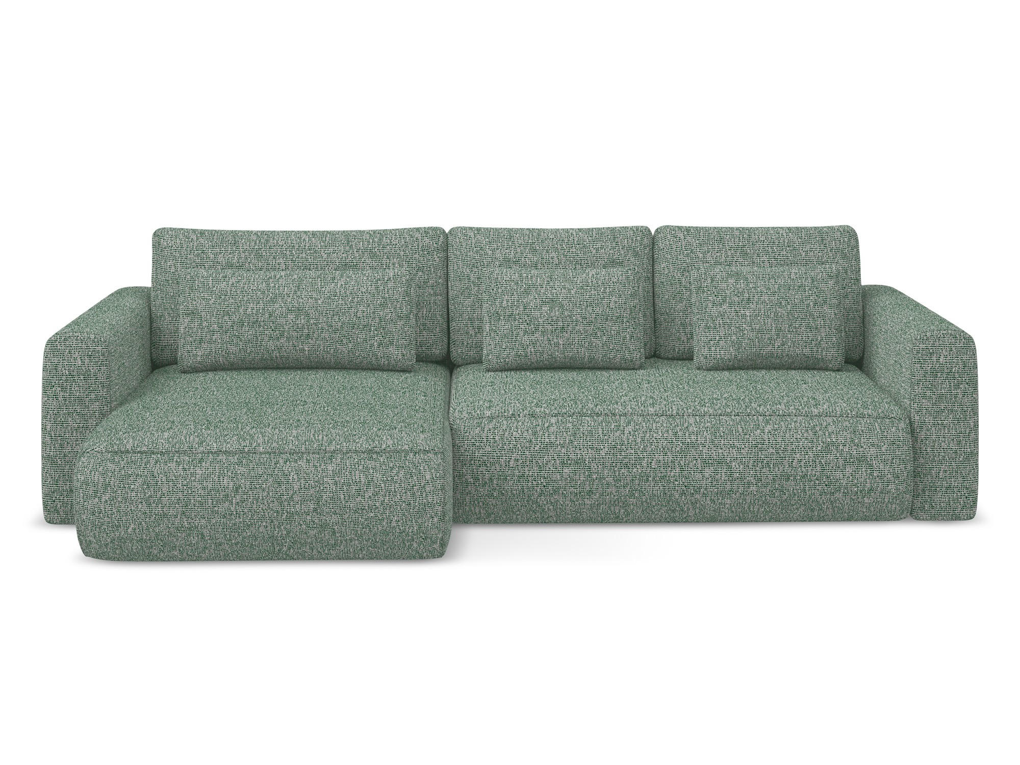 ECKSOFA mit Schlaffunktion Strukturstoff Stoff Grün - Schwarz/Hellgrün, Kunststoff/Textil (149/278cm) - Makamii