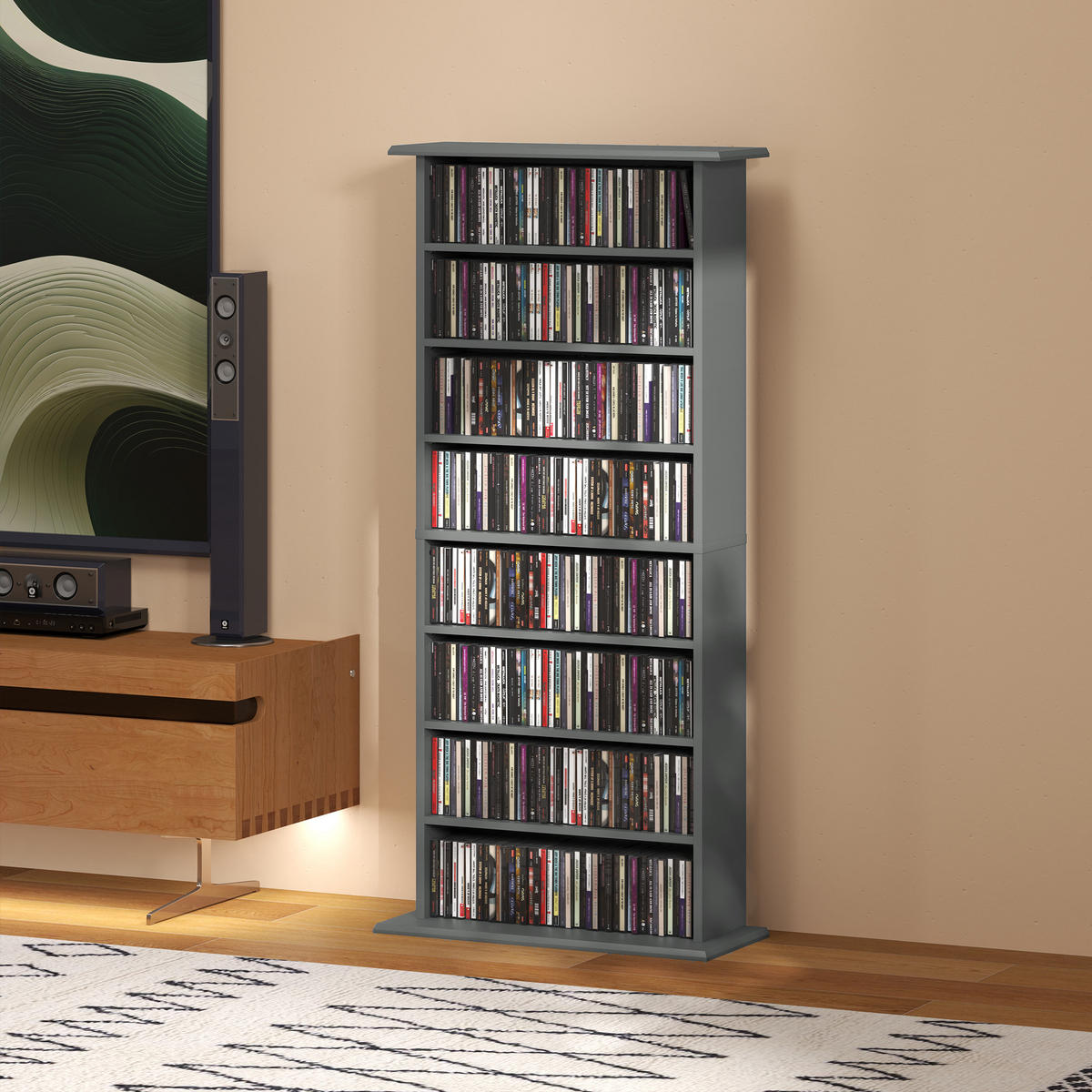CD-REGAL DE-14503 8 Fächer, verstellbare Böden Grau - Grau, Holzwerkstoff (24/126.3/58cm) - ComfortXL