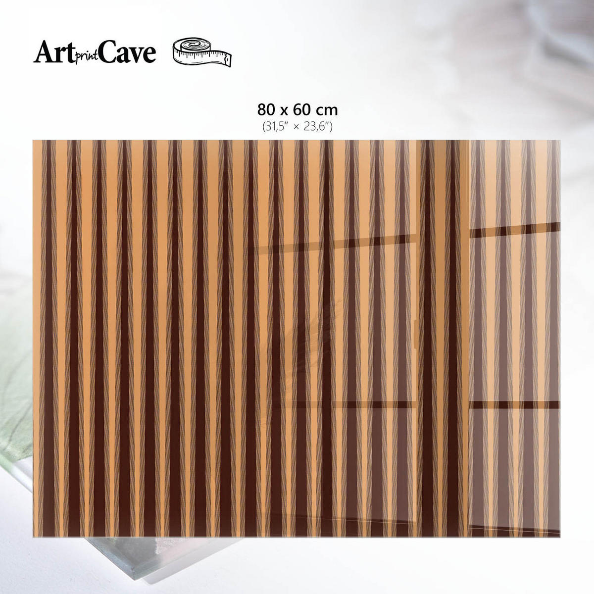 GLASPLATTE 80x60 cm – Vertikale Streifen - Beige, Glas (0.4/80/60cm) - ArtPrintCave