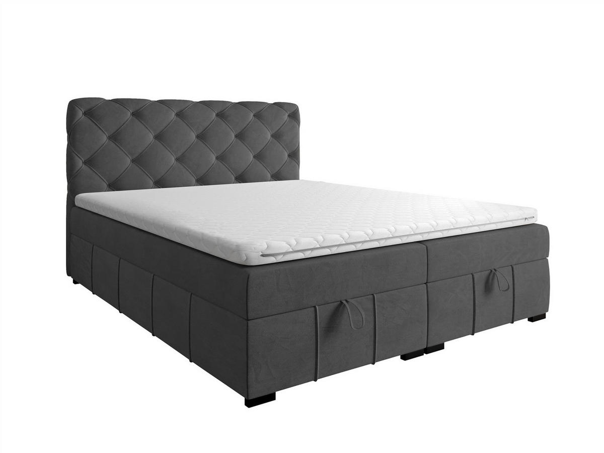 BOXBETT Gisel - Dunkelgrau, Holzwerkstoff/Textil (180/200cm) - Fun Möbel